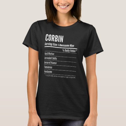 Corbin Serving Size Nutrition Label Calories T_Shirt