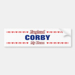 [ Thumbnail: Corby - My Home - England; Red & Pink Hearts Bumper Sticker ]