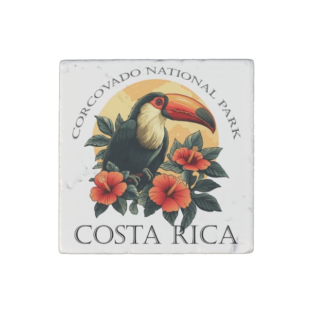 Corcovado Costa Rica Toucan Stone Magnet (Front)