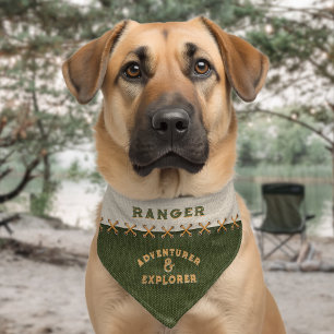 Cord and Grommet Green Beige Pet Bandana Collar