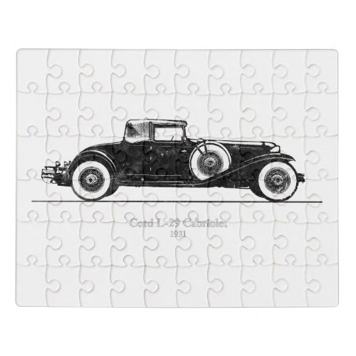 Cord L_29 Cabriolet 1931 Black and White  Jigsaw Puzzle