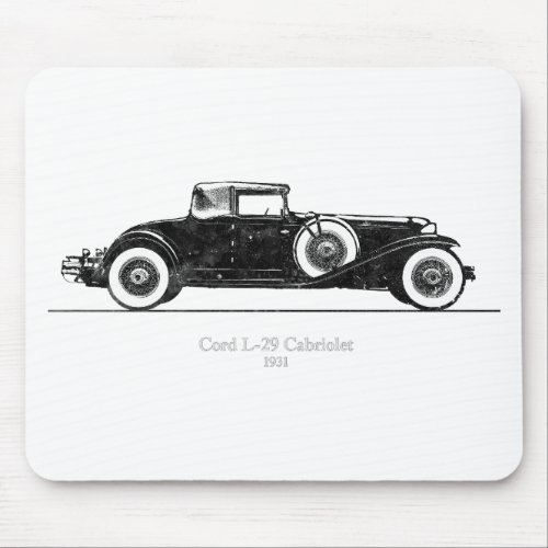 Cord L_29 Cabriolet 1931 Black and White  Mouse Pad