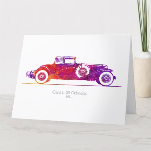 Cord L_29 Cabriolet 1931 Watercolor Thank You Card