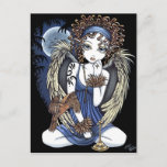 "Cordelia" Gothic Moon Oil Bird Angel Art Postcard