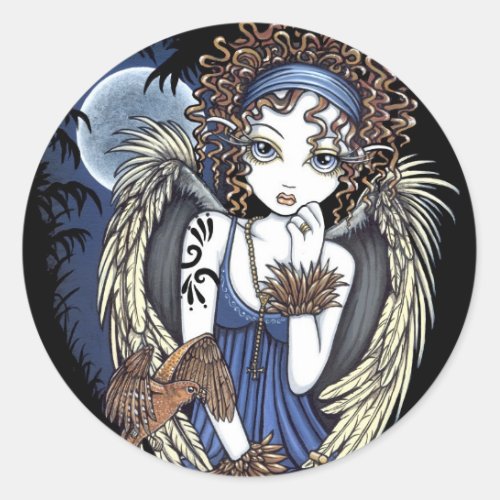 Cordelia Gothic Moon Oil Bird Angel Art Stickers