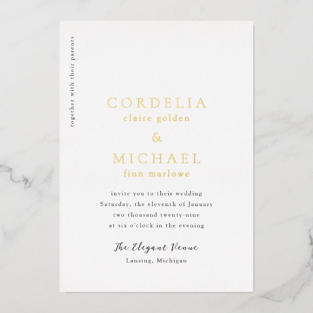 Cordelia Modern Wedding Foil Invitation (Front)