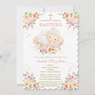 Cordero personalizado El Bautizo y Primer Añito Invitation