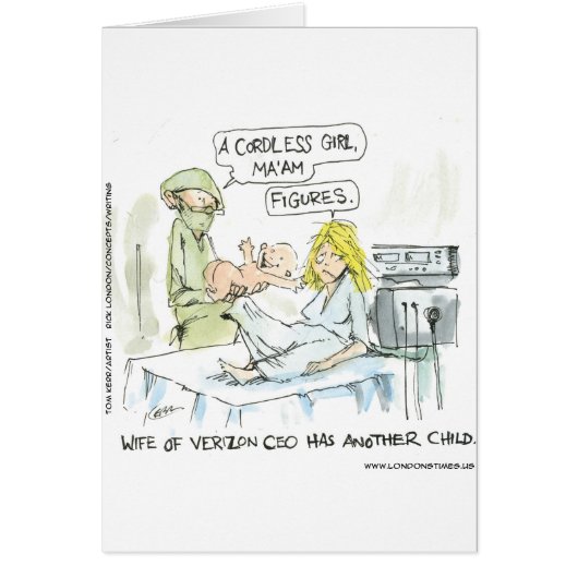 Cordless Baby Funny Cards Tees Mugs & Gifts (Front)