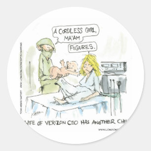 Cordless Baby Funny Cards Tees Mugs & Gifts Classic Round Sticker