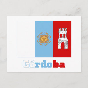 Córdoba flag with name postcard