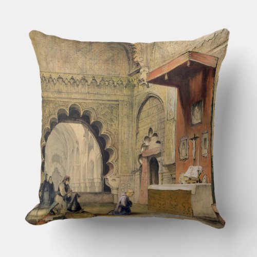 Cordoba Monk praying at a Christian altar in the Throw Pillow