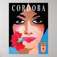 Cordoba, Spain, face of a Beautiful woman, flower