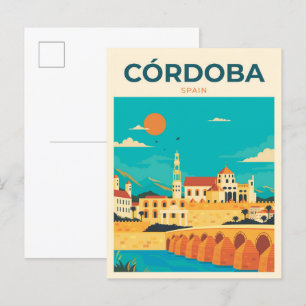Cordoba Spain Vintage Illustration Travel Postcard