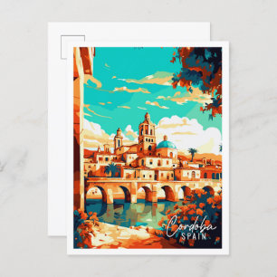 Cordoba Spain vintage travel illustration Postcard