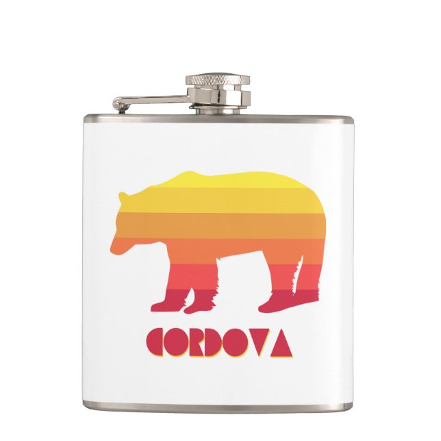 Cordova Alaska Rainbow Bear Flask (Front)
