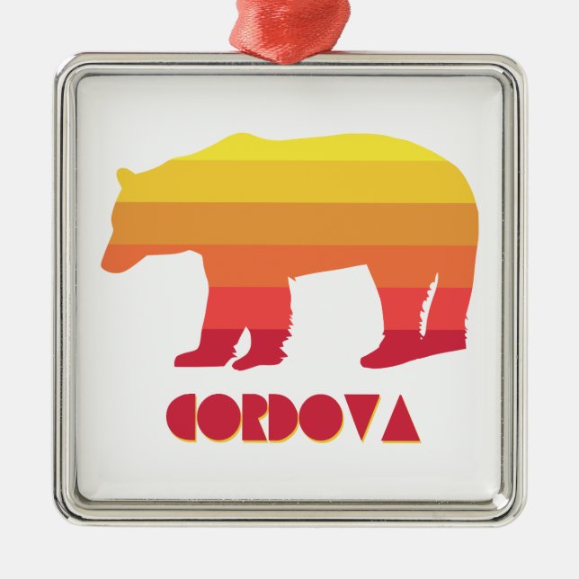 Cordova Alaska Rainbow Bear Metal Ornament (Front)