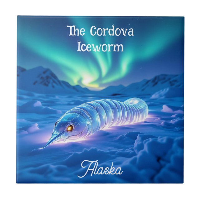Cordova Iceworm Alaska Cryptid Ceramic Tile (Front)