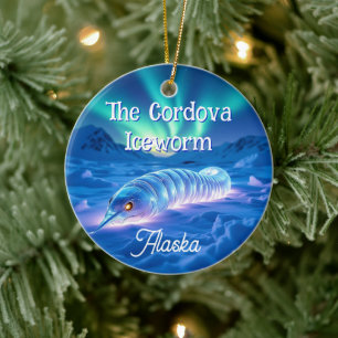 Cordova Iceworm Alaska Cryptid Myth Christmas Ceramic Ornament