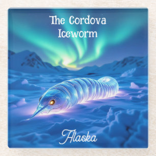 Cordova Iceworm Alaska Keepsake Souvenir Glass Coaster