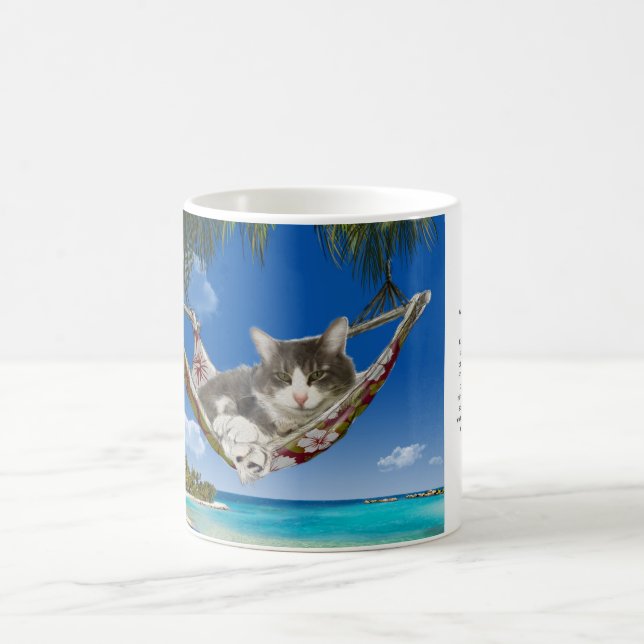 Corduroy in the Caribbean (Cat in hammock) Coffee Mug (Center)