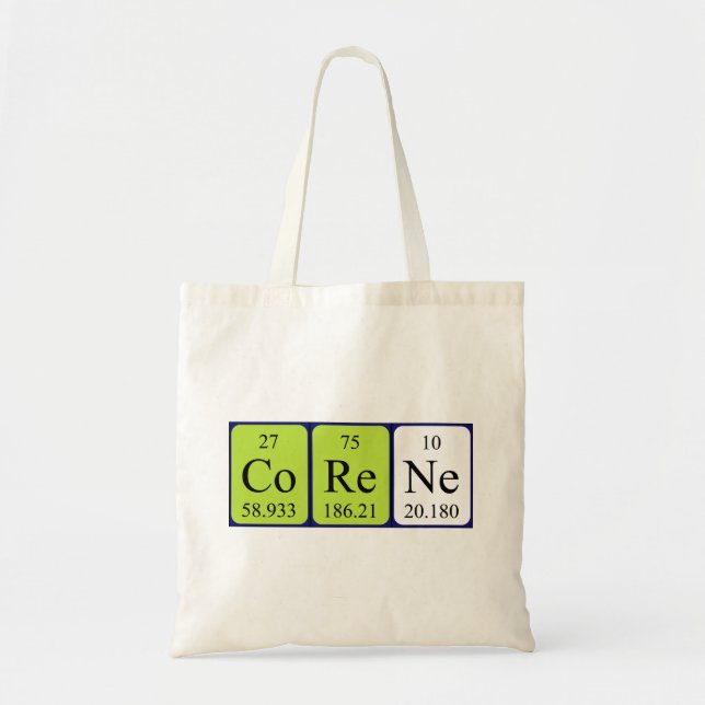 Corene periodic table name tote bag (Front)