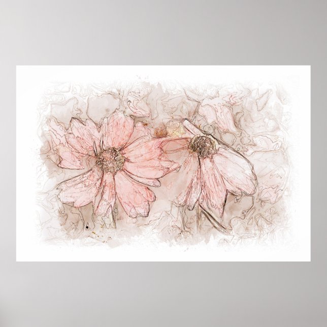 Coreopsis Floral Watercolor ID712 Poster (Front)