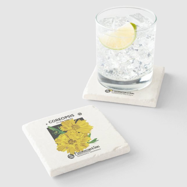 Coreopsis Stone Coaster (Side)