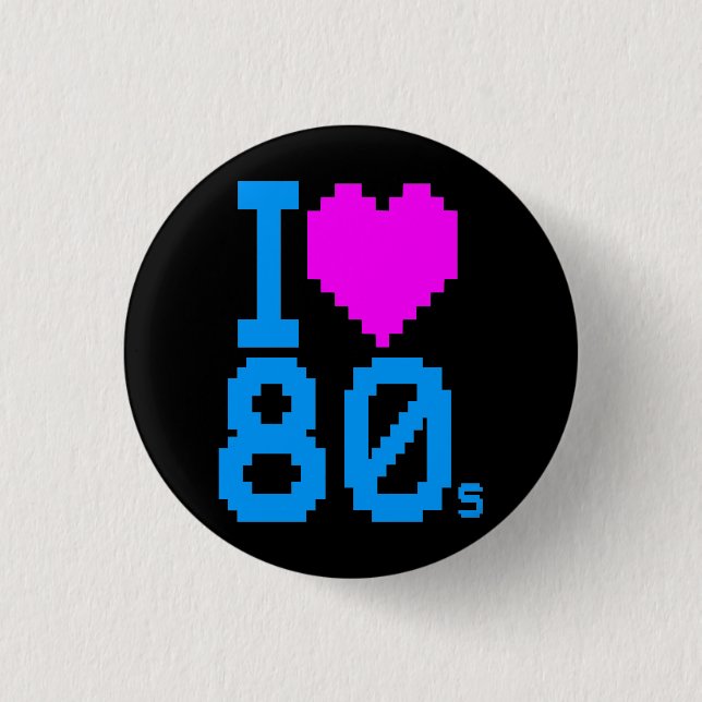COREY TIGER 1980s RETRO I HEART 80's LOVE Button (Front)