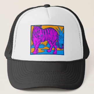 COREY TIGER 1980's RETRO JUNGLE TIGER PINK Trucker Hat
