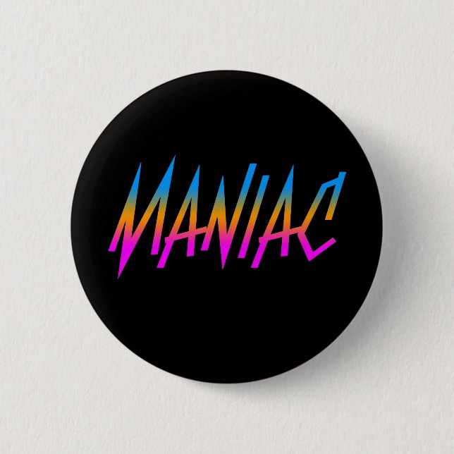 COREY TIGER 1980s RETRO MANIAC Pinback Button (Front)