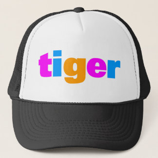 COREY TIGER 1980's RETRO MULTI COLOUR TEXT Trucker Hat