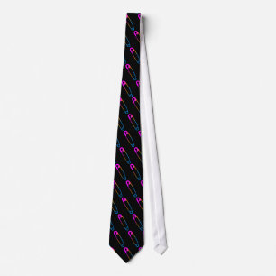 COREY TIGER 1980s RETRO SAFETY PINS NEON Neck Tie