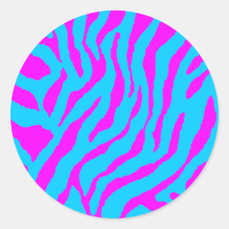 COREY TIGER 1980's RETRO TIGER STRIPES PINK BLUE Classic Round Sticker