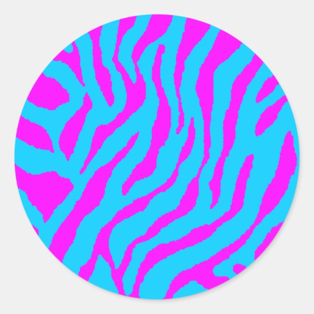 COREY TIGER 1980's RETRO TIGER STRIPES PINK BLUE Classic Round Sticker (Front)