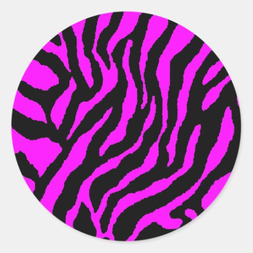 COREY TIGER 1980s RETRO TIGER STRIPES PINK Classic Round Sticker