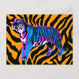 COREY TIGER 1980s RETRO VINTAGE WILD TIGER Postcard