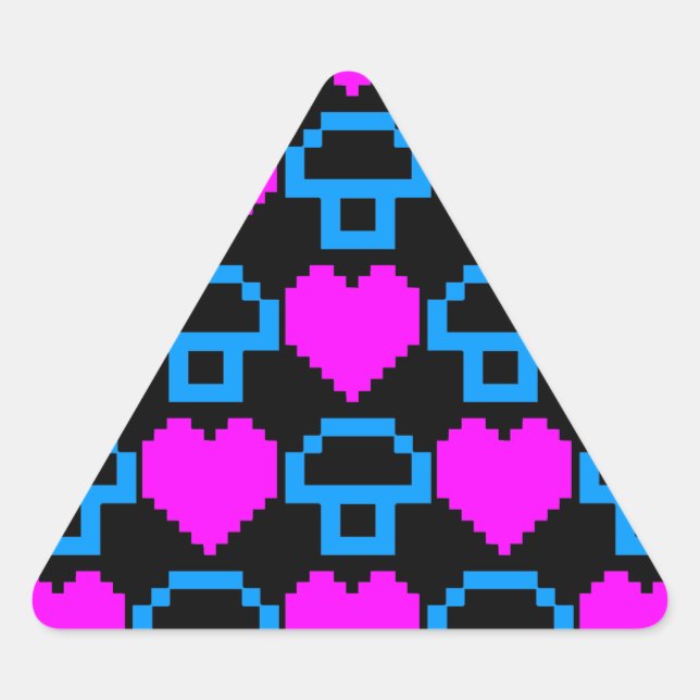 Corey Tiger 80s 8-bit Mushrooms Hearts Triangle Sticker (Front)