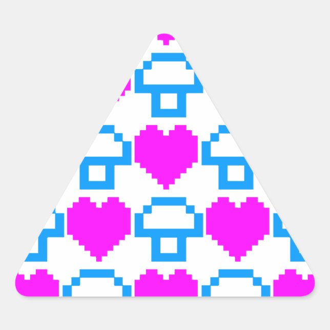 Corey Tiger 80s 8-bit Mushrooms Hearts Triangle Sticker (Front)