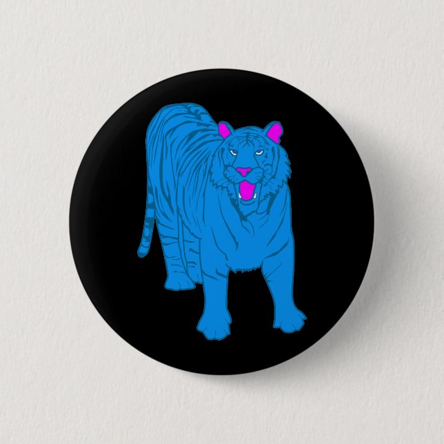 COREY TIGER 80's BLUE TIGER STANDING Pinback Button (Front)