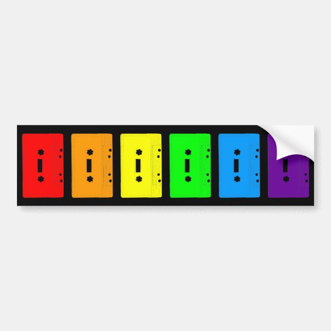 Corey Tiger 80s Cassette Tapes Rainbow Bumper Sticker (Front)