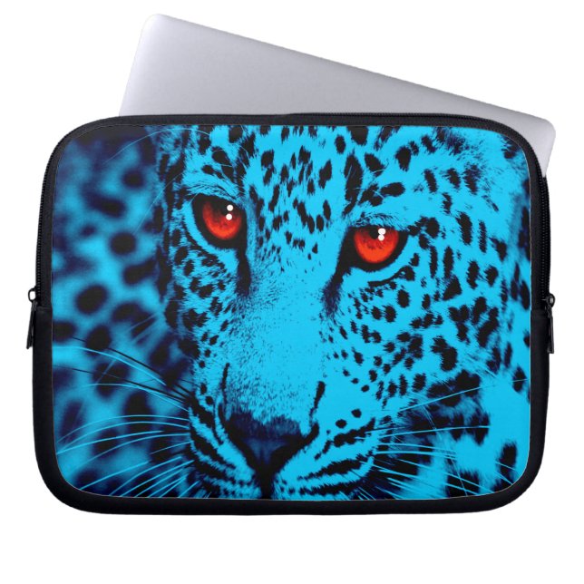 Corey Tiger 80s Leopard (Blue) Laptop Sleeve (Front)