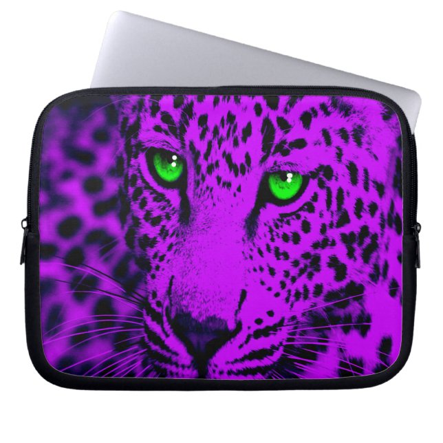 Corey Tiger 80s Leopard (Purple) Laptop Sleeve (Front)