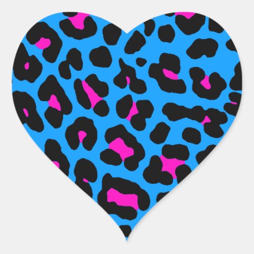 Corey Tiger 80s Leopard Spots Blue Heart Sticker
