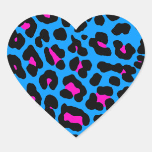 Corey Tiger 80s Leopard Spots (Blue) Heart Sticker
