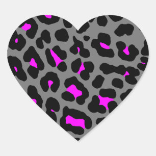 Corey Tiger 80s Leopard Spots (Gray) Heart Sticker