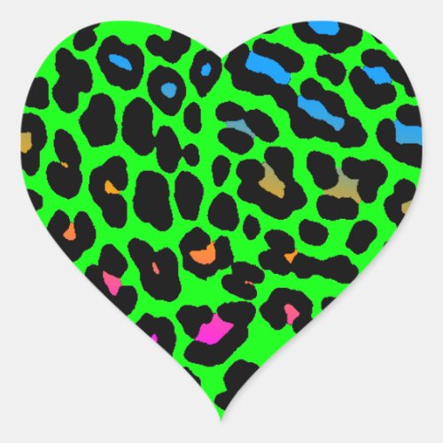 Corey Tiger 80s Leopard Spots Green Heart Sticker