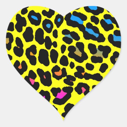 Corey Tiger 80s Leopard Spots Yellow Heart Sticker