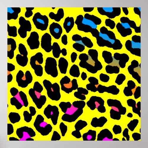 Corey Tiger 80s Leopard Spots Yellow Poster