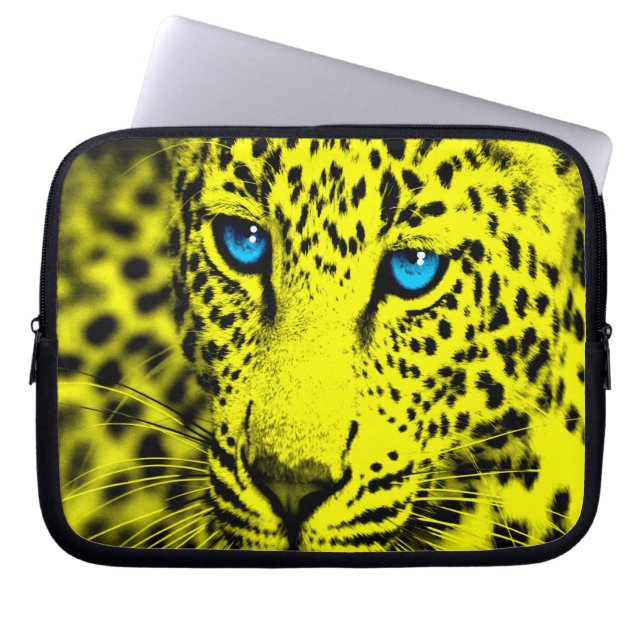 Corey Tiger 80s Leopard (Yellow) Laptop Sleeve (Front)