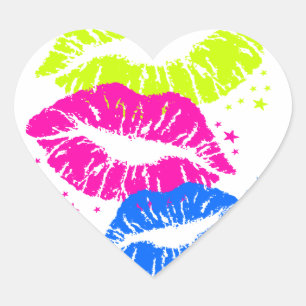 Corey Tiger 80s Lips & Stars Heart Sticker
